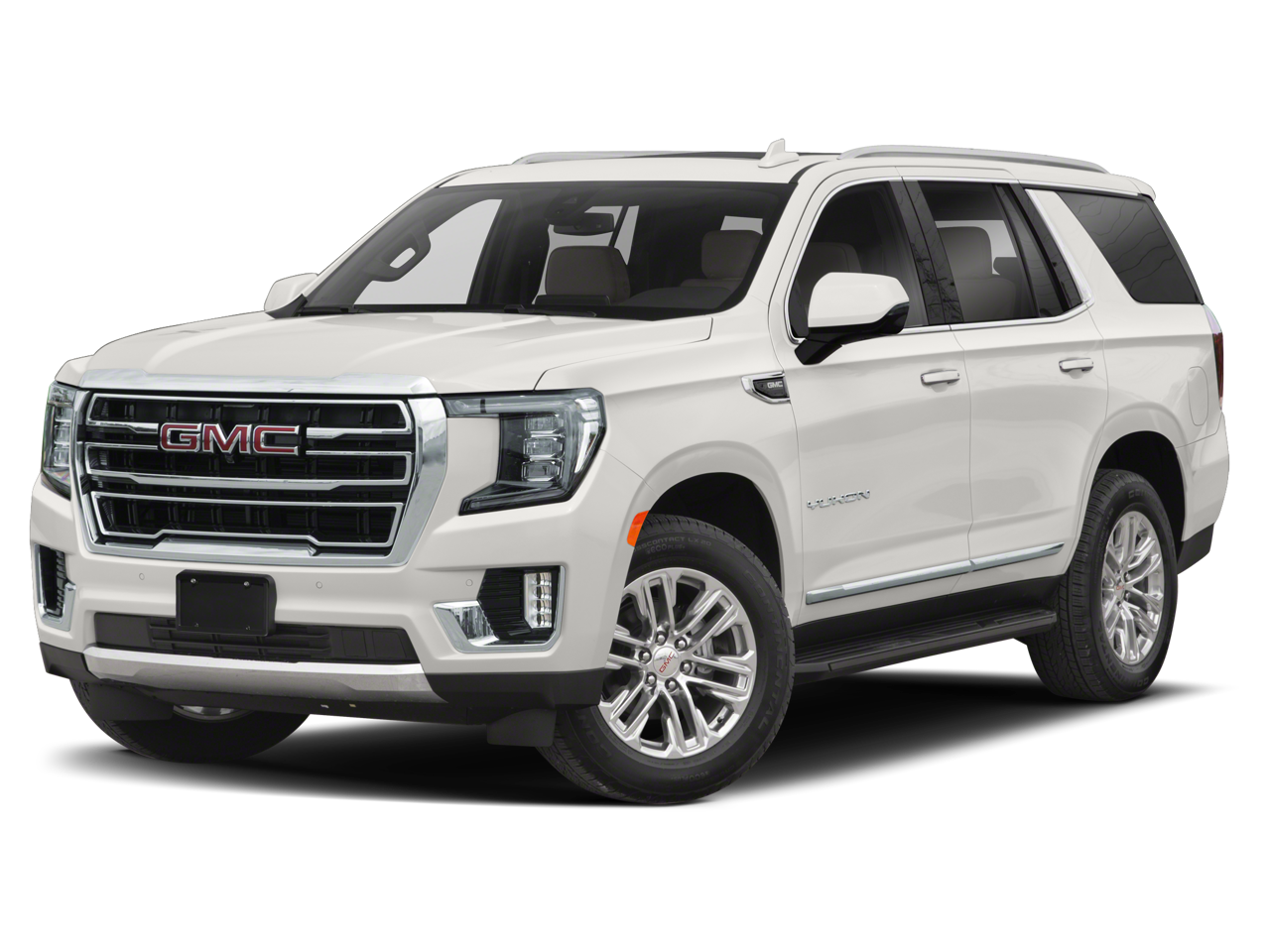 2022 GMC Yukon SLT in Summit White — front three-quarter view