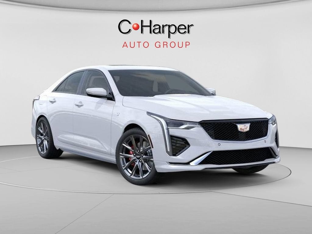 2026 Cadillac CT4 Sport in Vibrant White Tricoat (Late Availability) — front three-quarter view